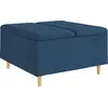 Image de vidaXL Pouf de rangement avec coussin Bleu 80 x 80 x 45 cm Tissu