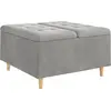 Image de vidaXL Pouf de rangement avec coussin Gris clair 80 x 80 x 45 cm Velours