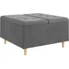 Image de vidaXL Coffre de rangement capitonné en velours, gris foncé, 80 x 80 x 45 cm