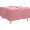 Image de vidaXL Pouf de rangement avec coussin Rose 80 x 80 x 45 cm Velours