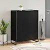 Image de Vidaxl Shoe Cabinet Black Oak 79 X 36 X 100 Cm Engineered Wood