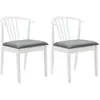 Image de vidaXL Chaise de salle à manger 2 pcs Blanc et gris Bois de caoutchouc solide