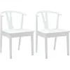 Image de vidaXL Chaise de salle à manger 2 pcs Blanc et blanc Bois massif de caoutchouc