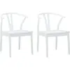 Image de vidaXL Chaise de salle à manger 2 pcs Blanc et blanc Bois massif de caoutchouc
