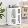 Image de vidaXL Meuble de rangement ELST, blanc brillant, 59 x 35 x 80,5 cm, fabriqué en panneaux de particules