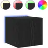 Image de Meuble TV vidaXL avec éclairage LED, aspect chêne noir, 30,5 x 35 x 30 cm