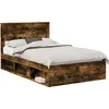 Image de vidaXL Cadre de lit Chêne fumé 135 x 190 cm Pin massif