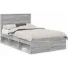 Image de vidaXL Cadre de lit, couleur unie Sonoma-gris, 135 x 190 cm, en bois massif de pin