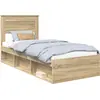 Image de vidaXL Cadre de lit, finition Sonoma en chêne, 75 x 190 cm, en bois massif de pin