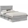Image de vidaXL Cadre de lit, couleur unie Sonoma-gris, 135 x 190 cm, en bois massif de pin