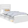 Image de vidaXL Cadre de lit avec tête de lit Blanc 100 x 200 cm Pin massif