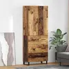 Image de vidaXL Buffet haut avec tiroirs, 2 pièces, bois recyclé, 69,5 x 34 x 180 cm