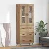 Image de Meuble haut vidaXL avec étagère, 2 pièces, en bois imitation chêne artisanal