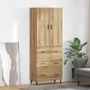Image de vidaXL Meuble haut, 2 pièces, chêne artisanal, 69,5 x 34 x 180 cm, panneaux de particules