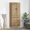 Image de vidaXL Highboard 2 pcs chêne Artisan bois d'ingénierie et verre