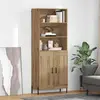 Image de vidaXL Highboard Chêne Artisan 69,5 x 32,5 x 180 cm Matériau dérivé du bois