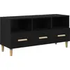Image de vidaXL Meuble TV Noir aspect chêne 102 x 36 x 50 cm Matériau dérivé du bois