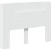 Image de Tête de lit vidaXL avec espace de rangement et éclairage LED, blanc, aggloméré