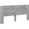 Image de vidaXL : Tête de lit avec espace de rangement, éclairage LED, bois imitation sonoma, gris