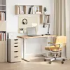 Image de Vidaxl Desk With Storage White And Natural 120 X 60 Cm Solid Oak Wood