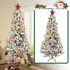 Image de Arbre de Noël artificiel - Arbre de Noël synthétique - Arbre de Noël en PVC - Arbre de Noël avec effet neige - Arbre de Noël à branches articulées - Hauteur : 150 cm