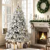 Image de Arbre de Noël artificiel - Arbre de Noël artificiel - Arbre artificiel - Arbre de Noël - Arbre décoratif - Effet de neige - Guirlande lumineuse LED blanc chaud