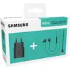 Image de Pack Kit Pieton Adaptateur secteur Samsung ultra rapide 25W Noir + Ecouteurs filaires intra auriculaires Type C AKG Noir - Neuf