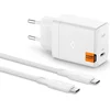 Image de Chargeur secteur USB-C PD 3.0 PPS 65W + câble USB-C - Chargeur rapide blanc