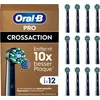 Image de Oral-B Pro CrossAction brossettes de rechange pour brosse à dents électrique, nettoyage supérieur des dents, poils en X, embout de brosse à dents original, brosses à dents Oral-B, emballage adapté aux boîtes aux lettres, 12 pièces, noir