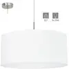 Image de Eglo - Lampe À Suspension 110 Cm En Métal Et Tissu Blanc Avec Hauteur Réglable Pasteri