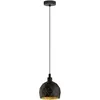 Image de Suspension 1 flamme HxØ 110x17 cm extérieur noir intérieur or