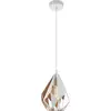 Image de EGLO Lampe à suspendre Carlton 1, lampe à suspendre vintage à 1 flamme, lampe à suspendre rétro en acier, couleur : blanc, or, douille : E27, Ø 20,5 cm