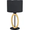 Image de EGLO Lampe de table Basildon 1, lampe de table avec abat-jour, lampe de chevet en bois, textile, métal, lampe de salon naturelle, noire, avec interrupteur, E27