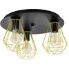 Image de Plafonnier TARBES 2 E27 3X40W acier noir, laiton H:24,5cm Ø45cm dimmable