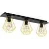 Image de EGLO Plafonnier Tarbes 2, plafonnier, lampe de salon en métal noir, laiton, lampe de chambre, lampe de couloir plafond avec douille E27, L 77 cm