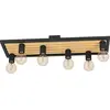 Image de EGLO Plafonnier Consett, plafonnier, nature, vintage, industriel, FSCM70HB, lampe de salon en acier noir et bois, douille E27