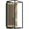 Image de EGLO Applique Nohales, applique murale à grille pour l'intérieur, lampe de couloir industrielle en métal noir et laiton, lampe pour mur et plafond, douille E27