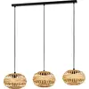 Image de NATURE Lampe à suspendre AMSFIELD 1 acier noir, bois naturel E27 3X40W L:96cm L:26cm H:110cm intensité lumineuse variable