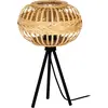 Image de EGLO Lampe de table sur pied Amsfield 1, lampe de table en métal noir et bambou naturel, luminaire, lampe en bois pour le salon et la chambre à coucher, E27
