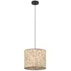 Image de EGLO Lampe à suspendre Butterburn, lampe à suspendre, lampe de salle à manger en métal noir et textile avec feuilles de bouleau, lampe à suspendre, douille E27, Ø 36 cm