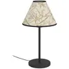 Image de EGLO Lampe de table Oxpark, lampe de chevet au design Japandi, lampe de table en métal noir et textile avec des feuilles de bambou, lampe de table, douille E27