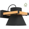 Image de EGLO Applique Maccles, applique pour intérieur, FSC100HB, lampe de couloir en métal noir et bois naturel, lampe pour mur et plafond, douille E27