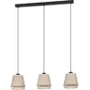 Image de Luminaire suspendu - Crème - Noir - 89 x 110 cm - Tissu - Métal - 3 lumières