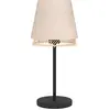 Image de EGLO Lampe de table Tabley, lampe de chevet, lampe de table en métal noir, bambou et lin, lampe de table pour le salon et la chambre à coucher, E27