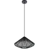 Image de EGLO Lampe à suspendre Dolwen, lampe suspendue au-dessus de la table à manger, lampe de salle à manger japonaise, abat-jour en tissu et métal en noir, douille E27, Ø 42,5 cm