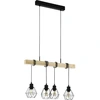 Image de Suspension Eglo Townshend 5, noir et bois, 110 x 70 cm
