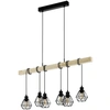 Image de Lampe Suspendue À 6 Lampes Townshend 5 Salle À Manger - Noire Avec Du Bois - 44076