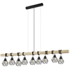 Image de Lampe Suspendue À 9 Lampes Townshend 5 Salle À Manger - Noire Avec Du Bois - 44077