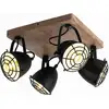 Image de Plafonnier, Lampe En Bois, Noir, Lampe De Salle À Manger, Maison De Campagne, Spot De Plafond, 4 Flammes, Bande De Spot Orientable, Métal Mat, 4x E14, Lxlxh 30x30x20,5 Cm