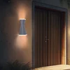 Image de Applique Murale Applique Maison Applique Extérieure Lumière Terrasse, Haut & Bas Ip44, Verre Satiné, 3x Led 2,5w 180lm 3000k, Lxh 16x23,5 Cm